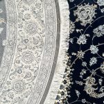 200 x 200cm Persian High Quality Dark Navy Naein Round Rug - Image 7