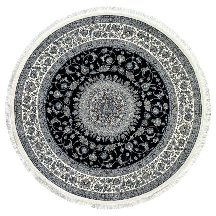 200 x 200cm Persian High Quality Deep Navy Nain Round Rug