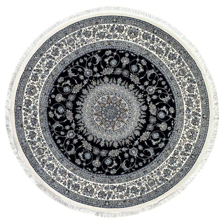 200 x 200cm Persian High Quality Deep Navy Nain Round Rug