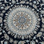 200 x 200cm Persian High Quality Deep Navy Nain Round Rug - Image 4