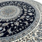 200 x 200cm Persian High Quality Deep Navy Nain Round Rug - Image 5
