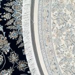 200 x 200cm Persian High Quality Deep Navy Nain Round Rug - Image 7