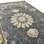 150 × 100cm Charcoal & Gold Persian Floral Medallion Area Rug - Image 4