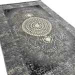 150 × 100cm Vintage Grey Floral Medallion Rug - Image 4