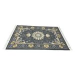 150 × 100cm Charcoal & Gold Persian Floral Medallion Area Rug - Image 5