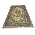 300cm x 198cm Hand-Knotted Floral Persian Kashan Cream Rug - Image 2