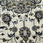 300cm x 198cm Hand-Knotted Floral Persian Kashan Cream Rug - Image 5