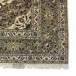 300cm x 198cm Hand-Knotted Floral Persian Kashan Cream Rug - Image 7