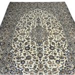 310cm x 212cm Hand-Knotted Persian Floral Cream Kashan – Wool Rug - Image 3