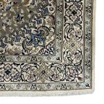 305cm x 197cm Hand-Knotted Persian Nain Rug – Olive Green & Blue Floral Medallion - Image 6