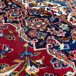 366 x 270cm Hand-Knotted Persian Kashan Rug – Red & Navy Traditional Medallion - Image 8