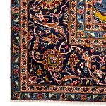 366 x 270cm Hand-Knotted Persian Kashan Rug – Red & Navy Traditional Medallion - Image 9