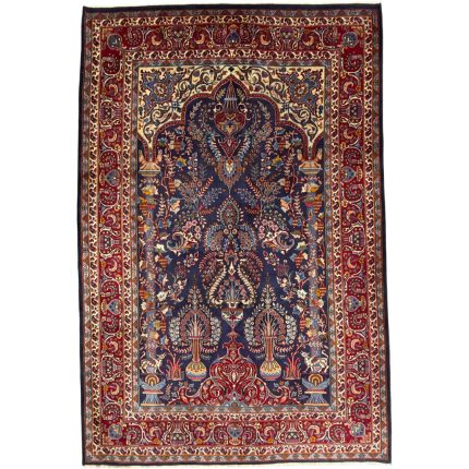 290 x 195cm Vintage Hand Knotted Persian Tabriz Rug – Tree of Life Vase Design