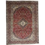 412 x 270cm Kashan Hand Knotted Persian Rug – Red Medallion Design