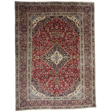 412 x 270cm Kashan Hand Knotted Persian Rug – Red Medallion Design