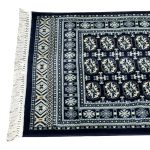 1000 x 80cm Navy Bukhara Design Extra Long Runner Rug - Image 7