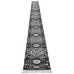 1000 x 80cm Grey Decorative Charcoal Medallion Runner Rug