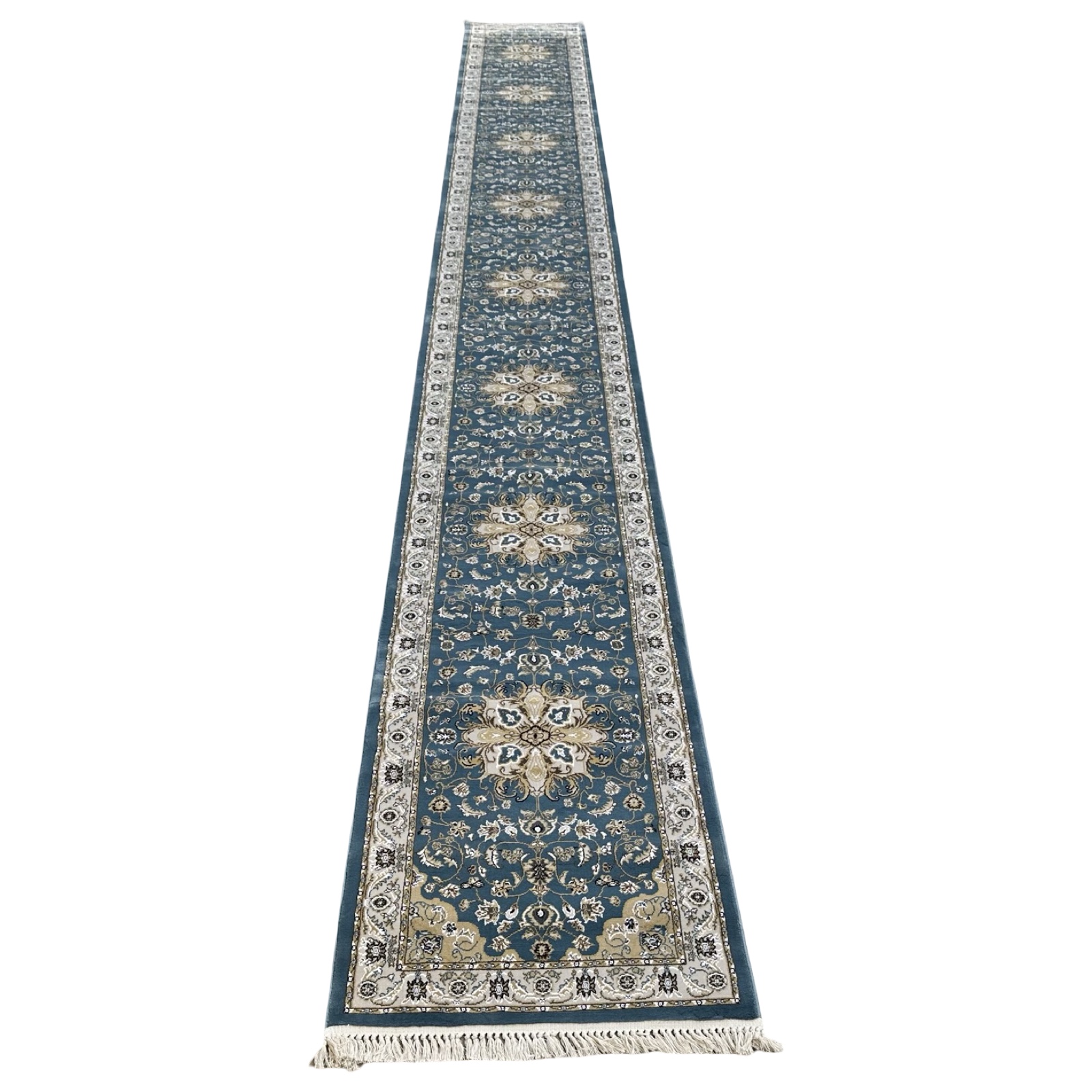 8000-x-800_10 (1) 800 x 80cm Blue Floral Medallion Design Long Runner Rug - Image 1
