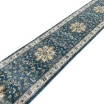 800 x 80cm Blue Floral Medallion Design Long Runner Rug - Image 4