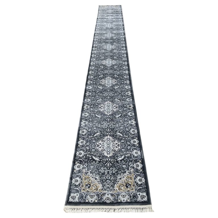 800 x 80cm Grey-Ivory Persian Classic Style Long Runner Rug