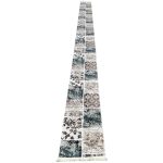 800 x 60cm Beige Blue Vintage Patchwork Design Runner Rug