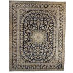 394 x 300cm Hand Knotted Floral Persian Navy Kashan – Wool Rug