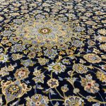 394 x 300cm Hand Knotted Floral Persian Navy Kashan – Wool Rug - Image 7