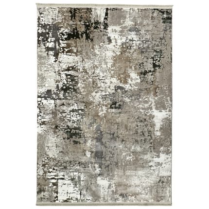 230 x 160cm Vintage Persian-Inspired Floral Rug – Taupe & Ivory Distressed Finish
