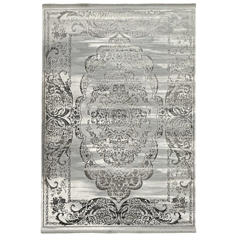230 x 160cm Machine Made Classic Ornamental Rug – Grey & Ivory Vintage Wash