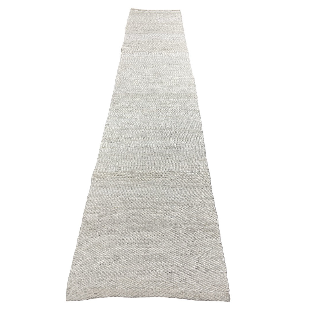 26-1-Large 310 x 64cm Handwoven Jute Runner Rug – Natural White Woven Texture