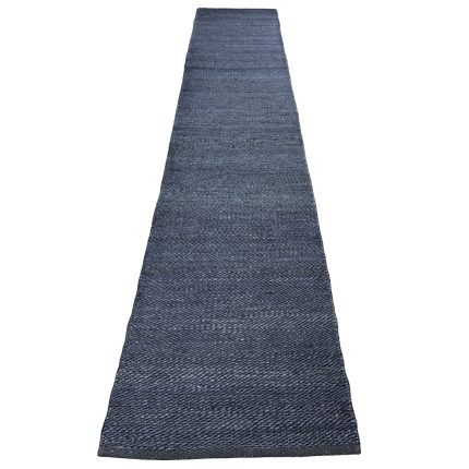 314 x 64cm Handwoven Navy Jute Runner Rug