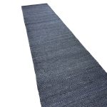 314 x 64cm Handwoven Navy Jute Runner Rug