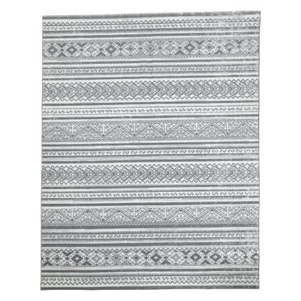 275cm x 200cm Grey & Ivory Boho Tribal Pattern Non-Slip Area Rug
