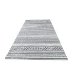 275cm x 200cm Grey & Ivory Boho Tribal Pattern Non-Slip Area Rug