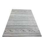 275cm x 200cm Grey & Ivory Boho Tribal Pattern Non-Slip Area Rug