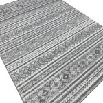 275cm x 200cm Grey & Ivory Boho Tribal Pattern Non-Slip Area Rug