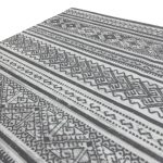 275cm x 200cm Grey & Ivory Boho Tribal Pattern Non-Slip Area Rug
