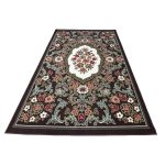 275cm x 200cm French Garden on Chocolate Brown Non-Slip Area Rug