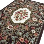 275cm x 200cm French Garden on Chocolate Brown Non-Slip Area Rug - Image 5