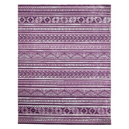 275cm x 200cm Purple & Cream Boho Tribal Pattern Non-Slip Area Rug