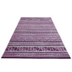 275cm x 200cm Purple & Cream Boho Tribal Pattern Non-Slip Area Rug