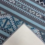 275cm x 200cm Slate Grey & Blue Boho Tribal Pattern Non-Slip Area Rug