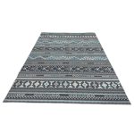 275cm x 200cm Slate Grey & Blue Boho Tribal Pattern Non-Slip Area Rug