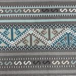 275cm x 200cm Slate Grey & Blue Boho Tribal Pattern Non-Slip Area Rug
