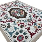 200 x 275 cm Pearl Ivory French Garden Area Rug – Non-Slip Floral Traditional Mat