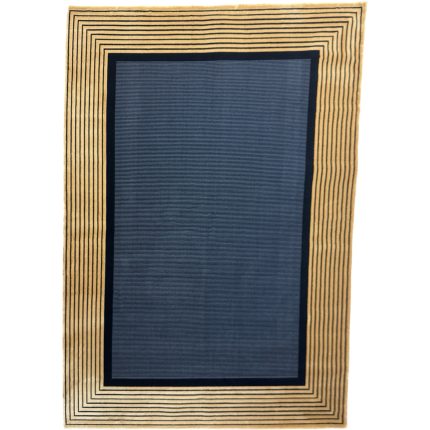 230 × 160cm Minimal Black & Gold Border Panel Turkish Rug