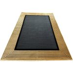 230 × 160cm Minimal Black & Gold Border Panel Turkish Rug - Image 2