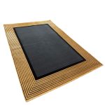 230 × 160cm Minimal Black & Gold Border Panel Turkish Rug - Image 5