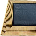 230 × 160cm Minimal Black & Gold Border Panel Turkish Rug - Image 7