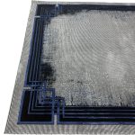 230 × 160cm Modern Grey & Blue Framed Border Turkish Rug - Image 7